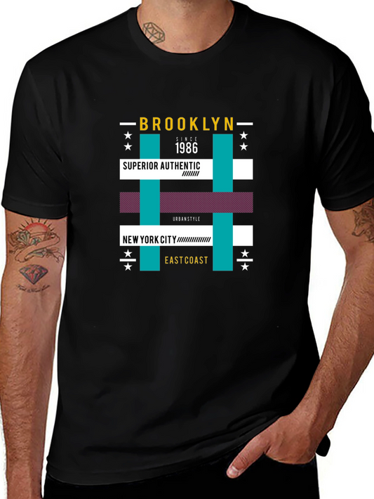 Brooklyn 1986 Graphic Print Black T-Shirt