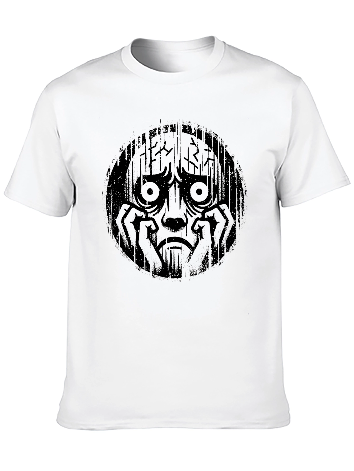 Distressed Expression Graphic Tee - Black