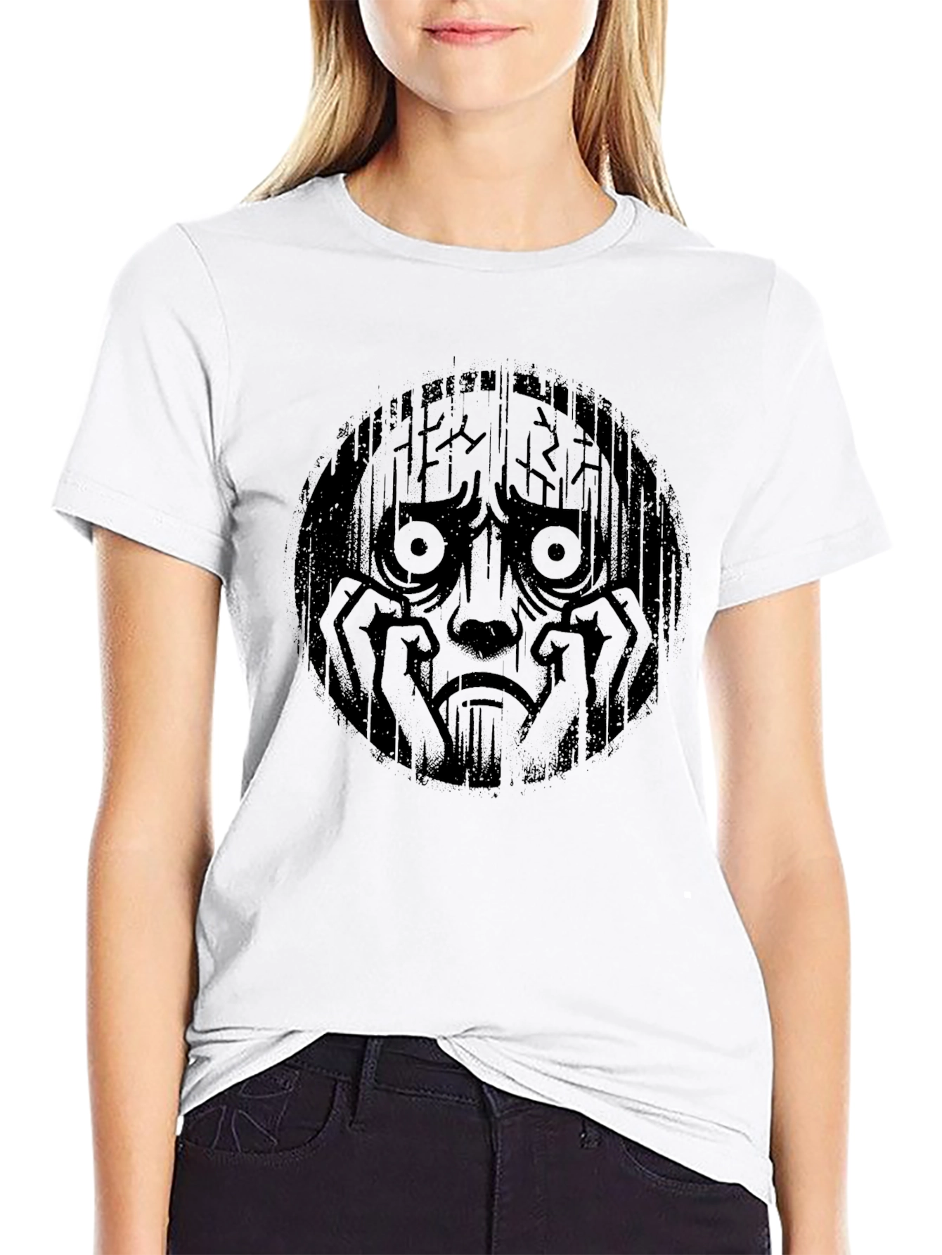 Distressed Expression Graphic Tee - Black