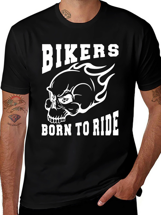 Bikers Born to Ride T-Shirt - Skull Graphic Tee