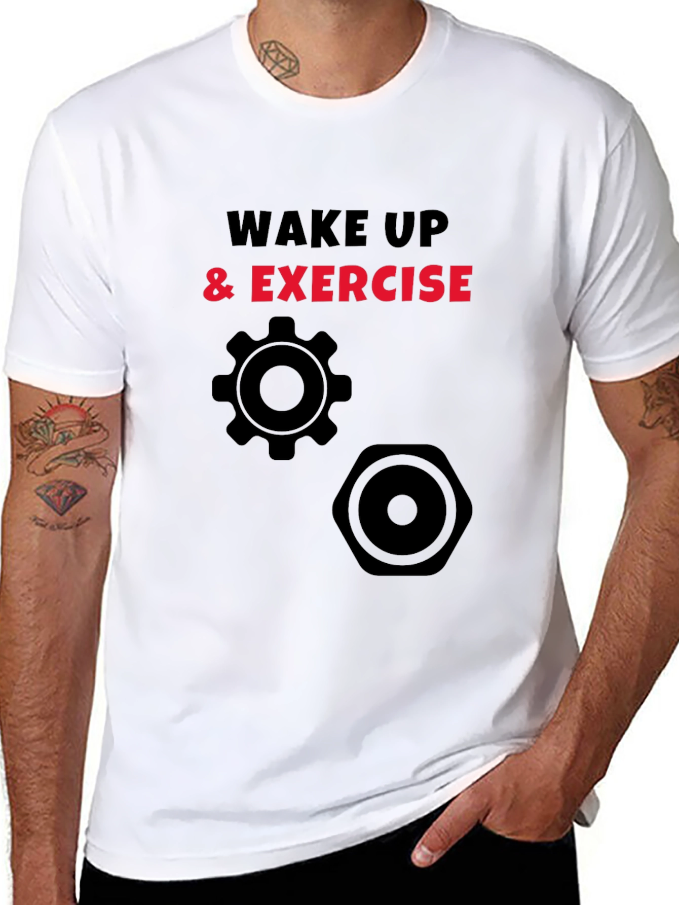 Wake Up & Exercise Graphic T-Shirt - Black