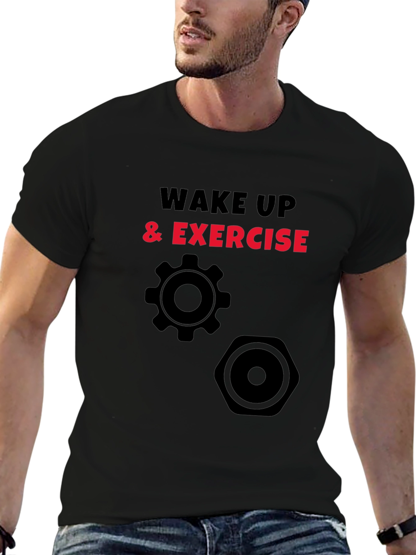 Wake Up & Exercise Graphic T-Shirt - Black