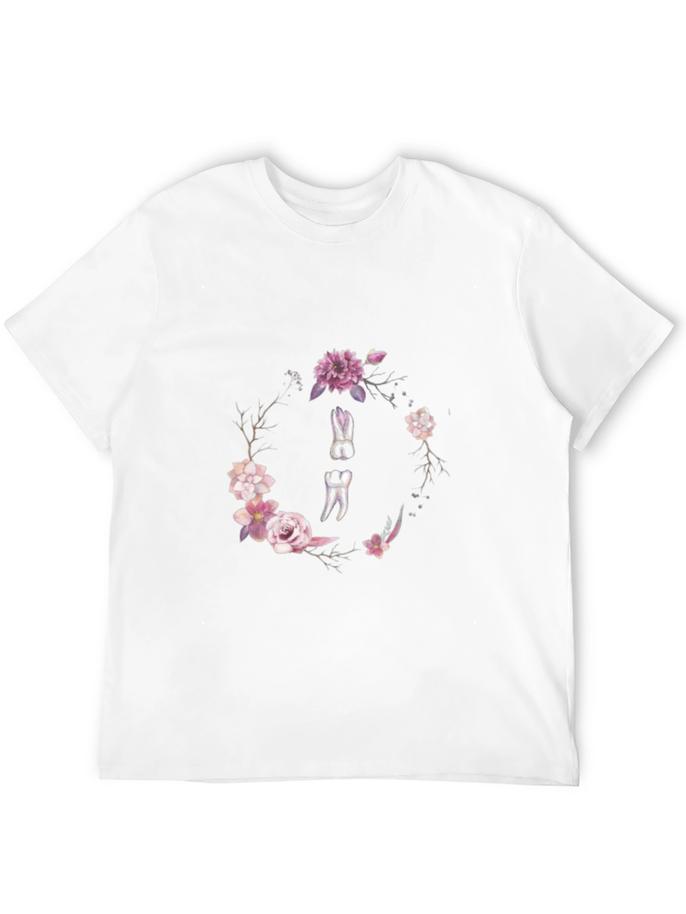 Floral Dental Wreath T-Shirt - Black Cotton Tee