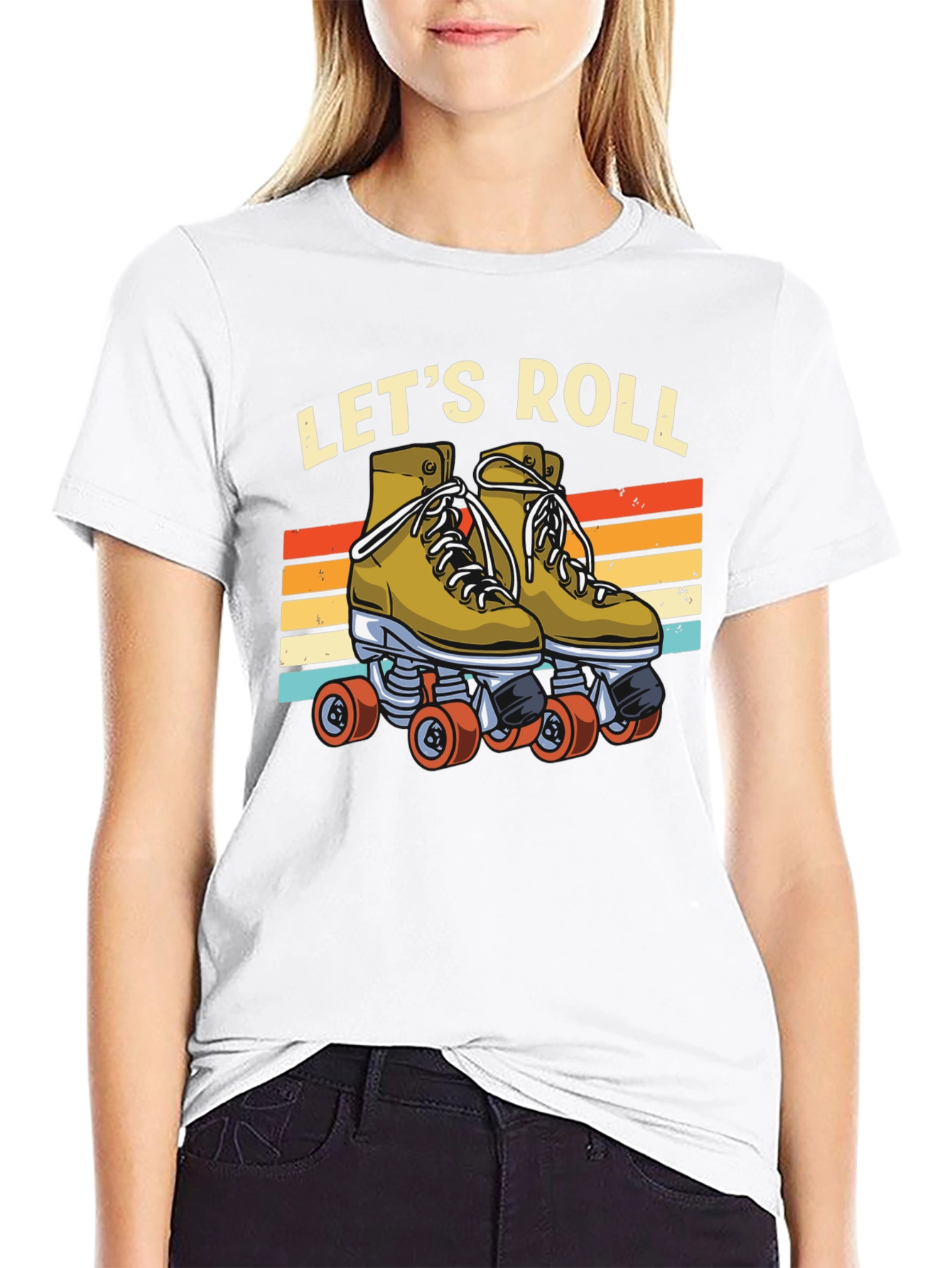 Lets Roll Retro Roller Skate T-Shirt