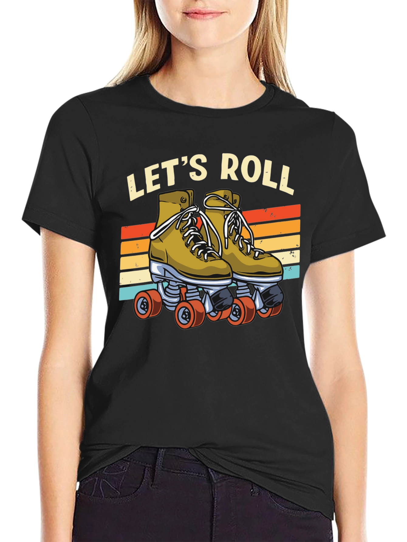Lets Roll Retro Roller Skate T-Shirt