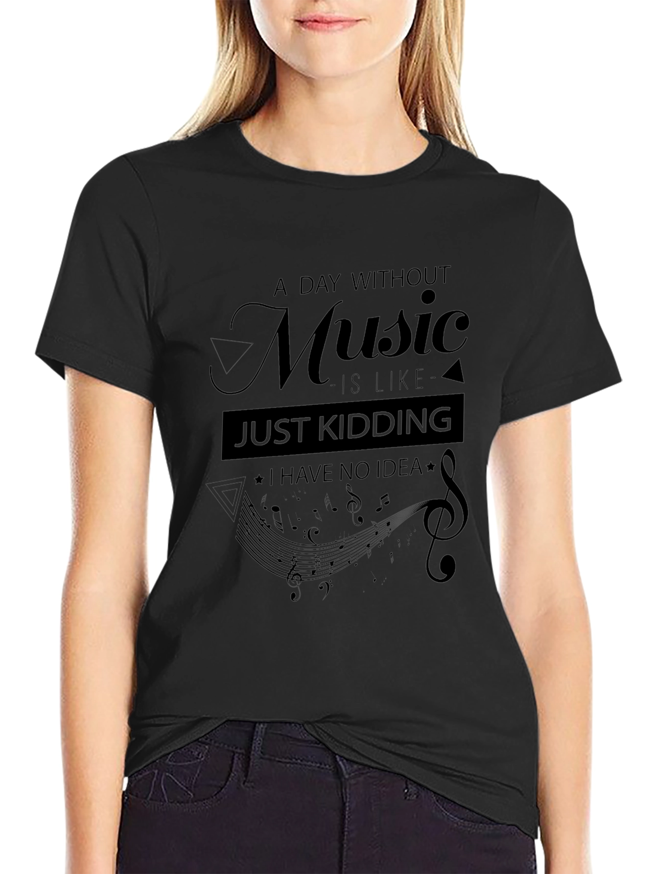 Music Lovers Black Graphic Tee