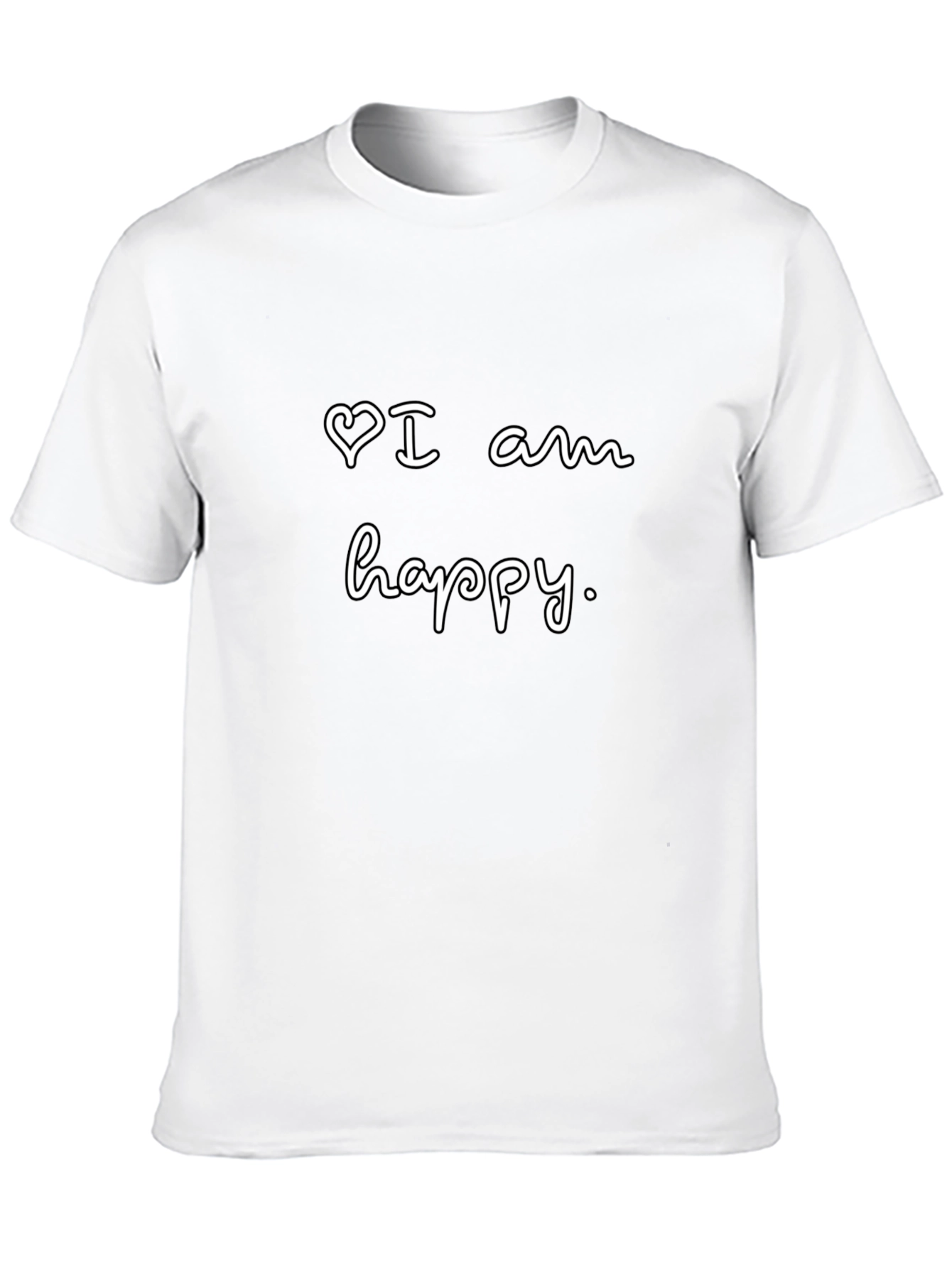 Happy Heart T-Shirt -  Black Crew Neck Tee
