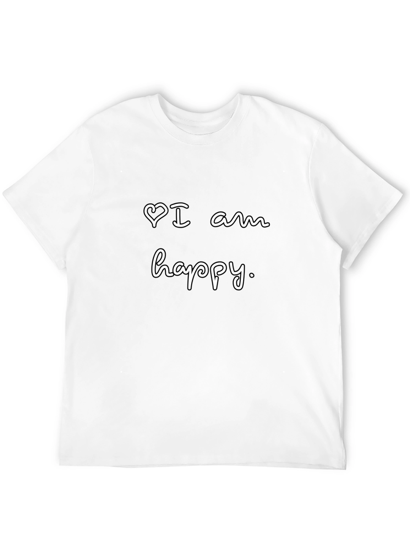 Happy Heart T-Shirt -  Black Crew Neck Tee