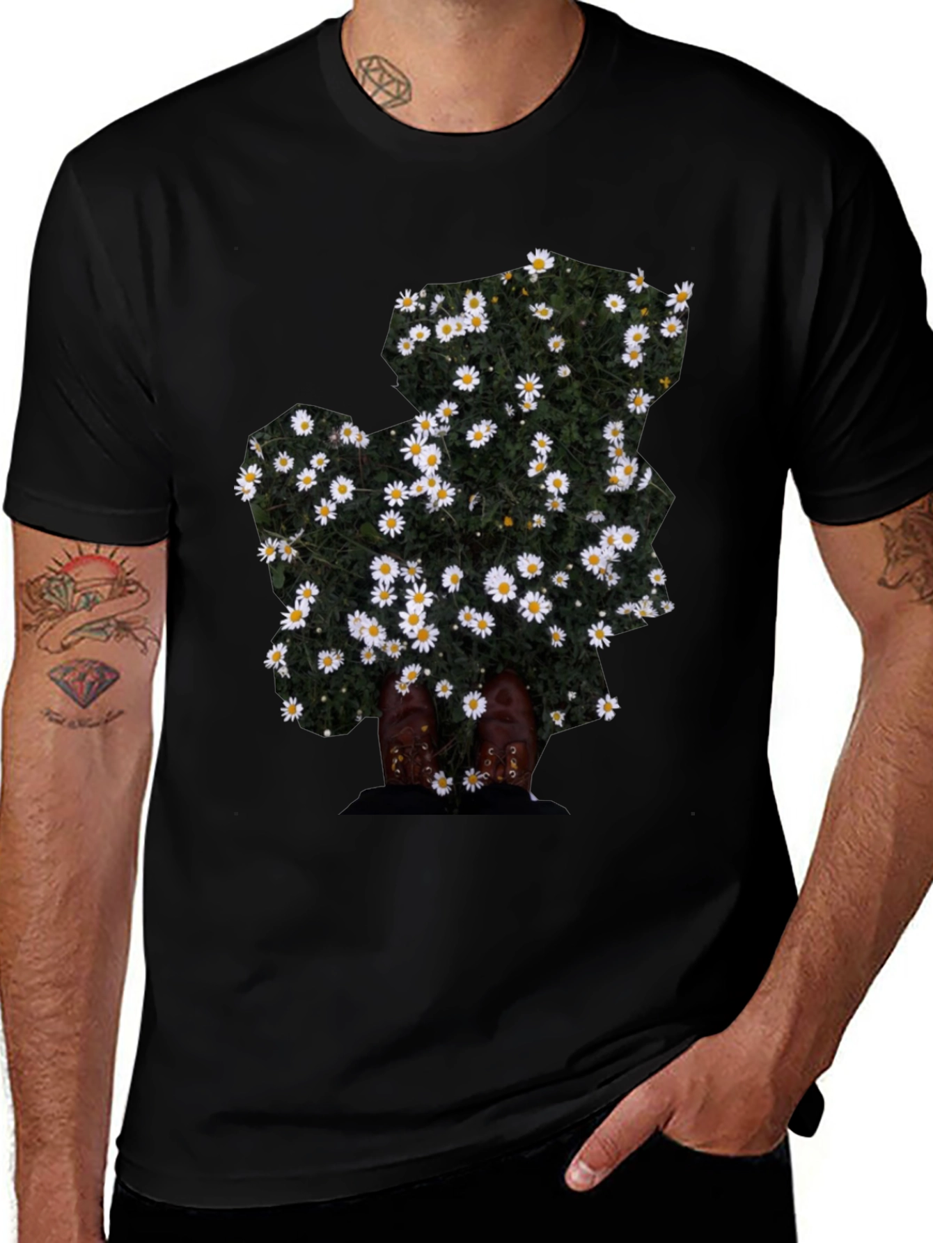 Floral Graphic Black T-Shirt