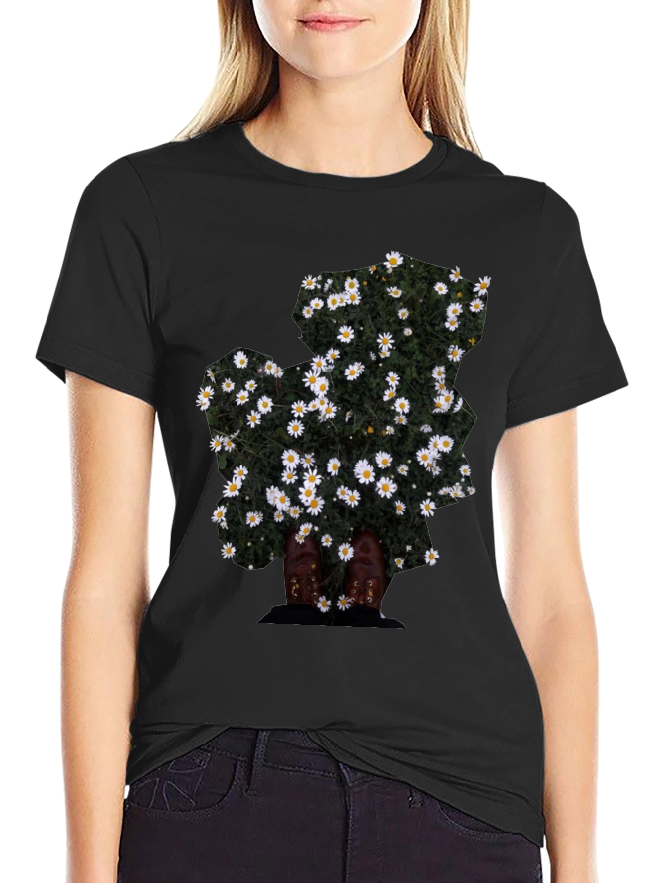 Floral Graphic Black T-Shirt