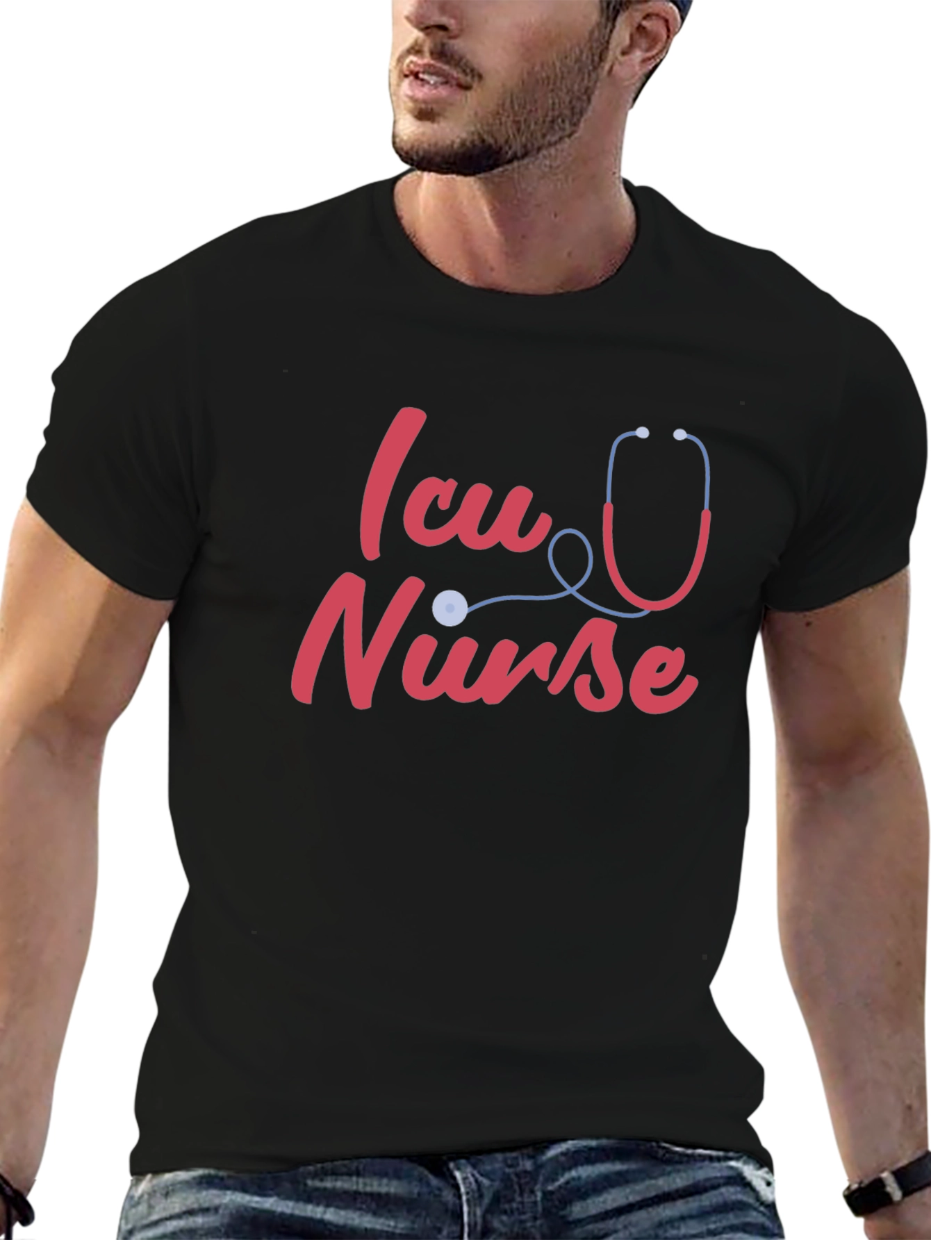 ICU Nurse T-Shirt - Stethoscope Design