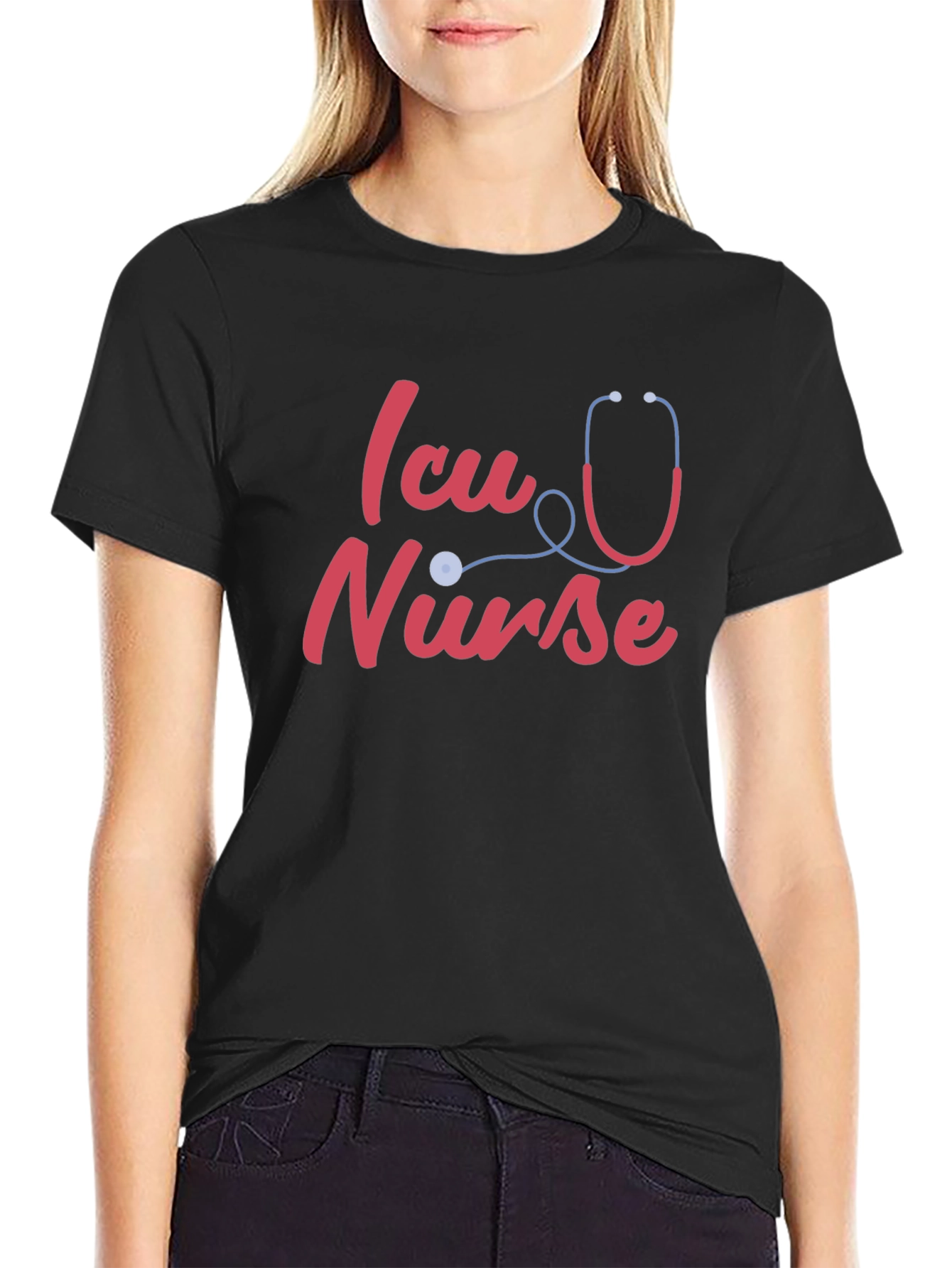 ICU Nurse T-Shirt - Stethoscope Design