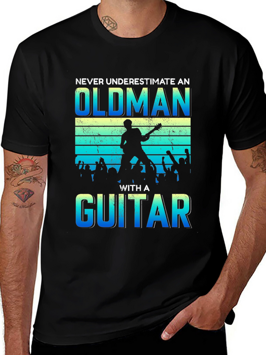 Old Man Guitar Player Graphic T-Shirt