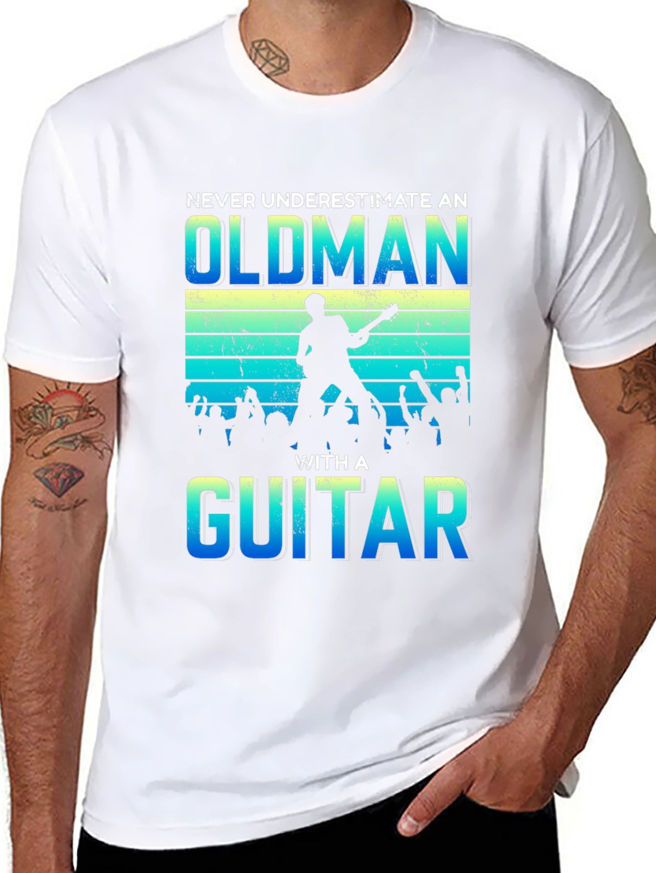 Old Man Guitar Player Graphic T-Shirt