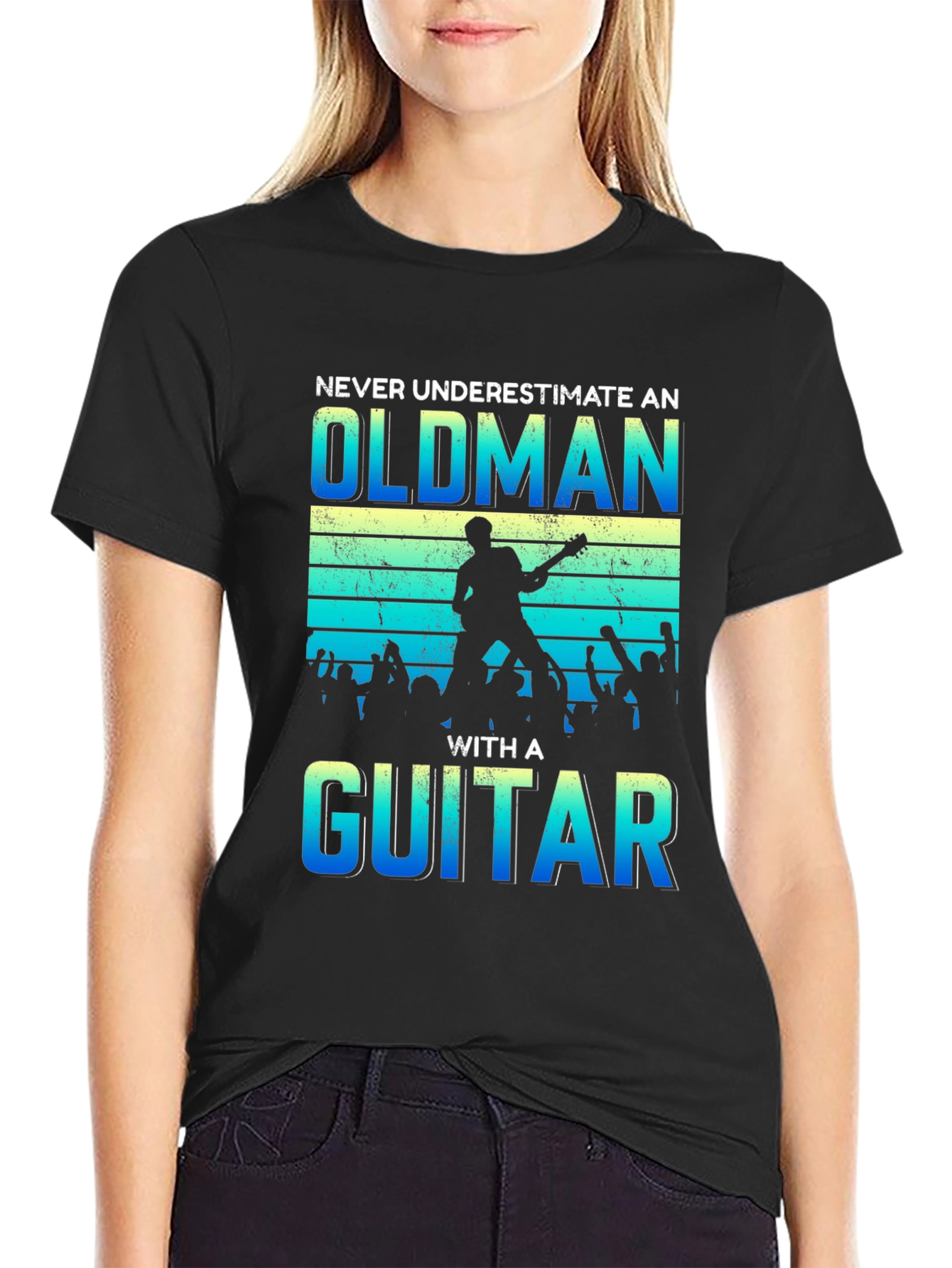 Old Man Guitar Player Graphic T-Shirt