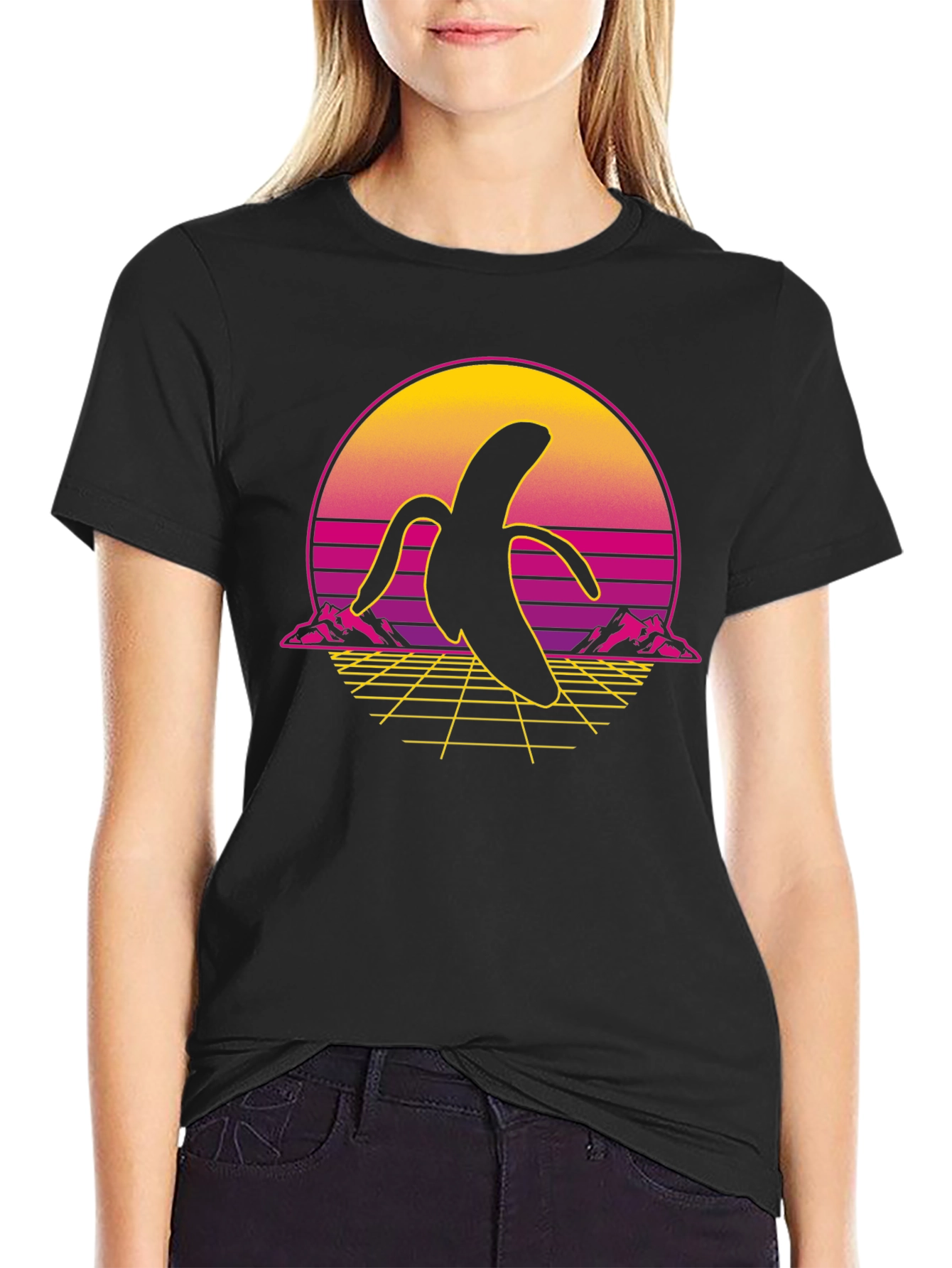 Retro Banana Graphic Tee - Black Shirt