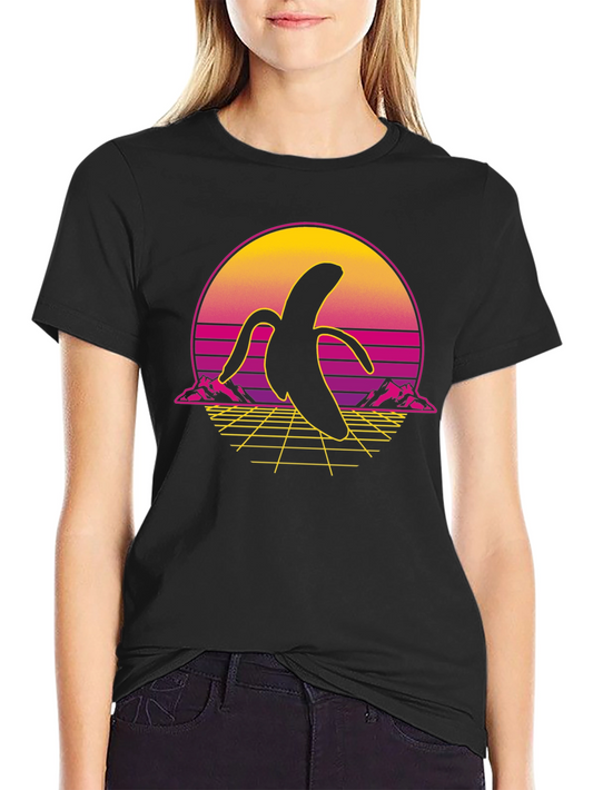 Retro Banana Graphic Tee - Black Shirt