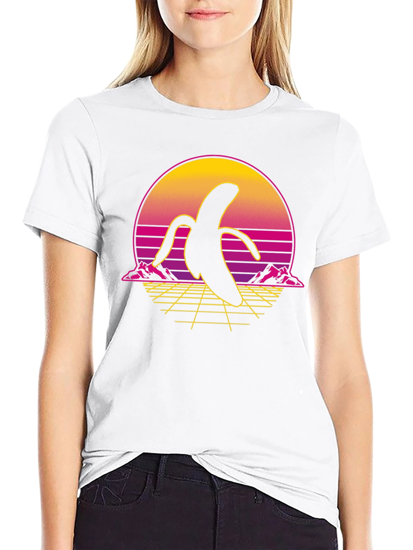 Retro Banana Graphic Tee - Black Shirt