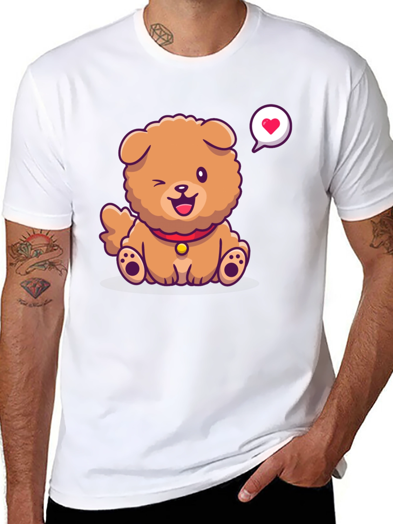 Cute Dog Graphic Print T-Shirt