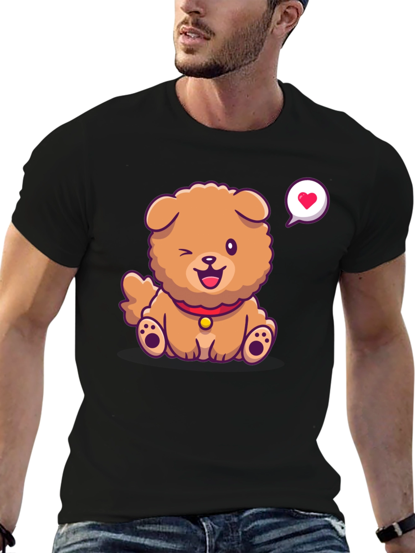 Cute Dog Graphic Print T-Shirt