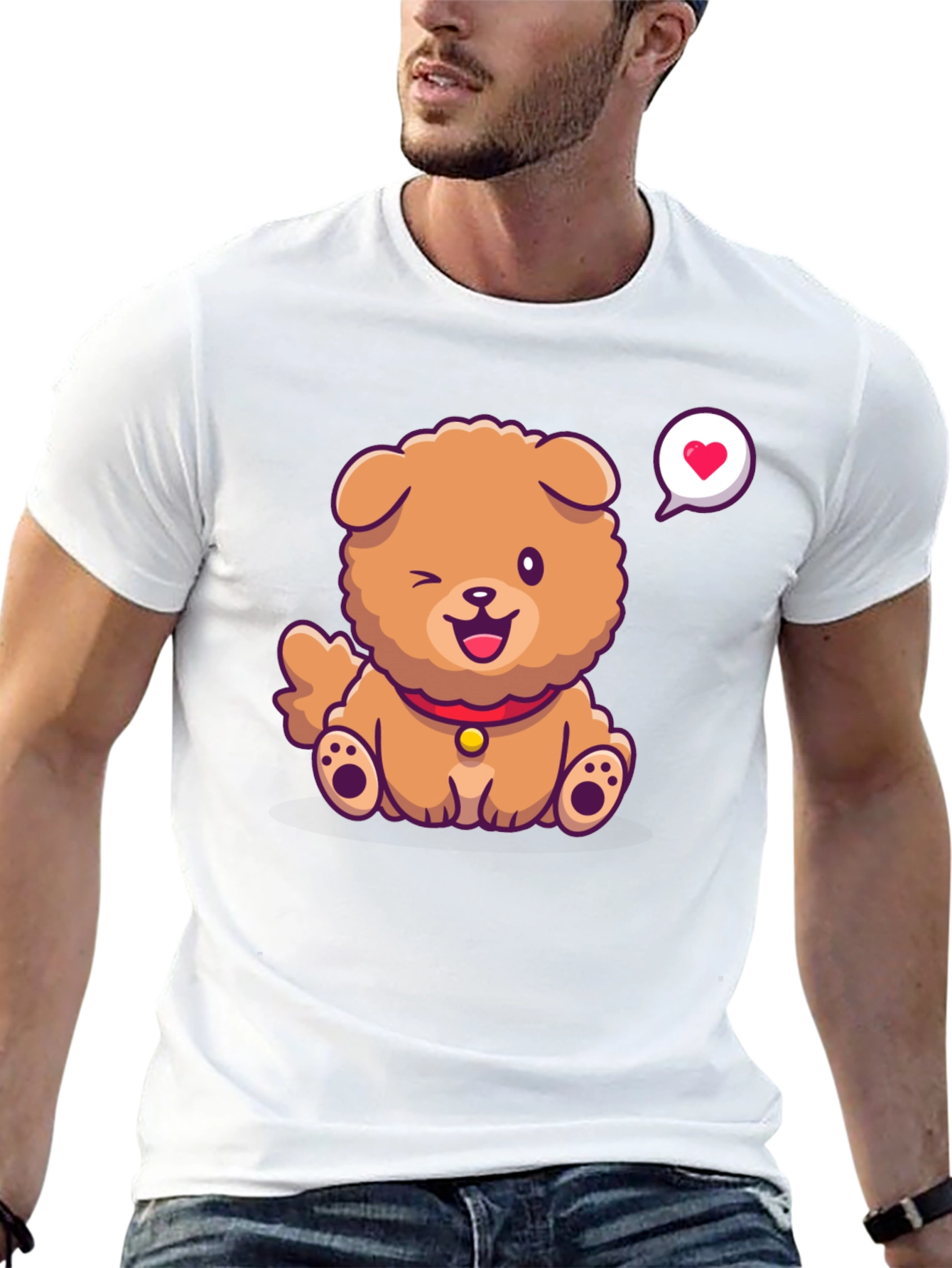 Cute Dog Graphic Print T-Shirt