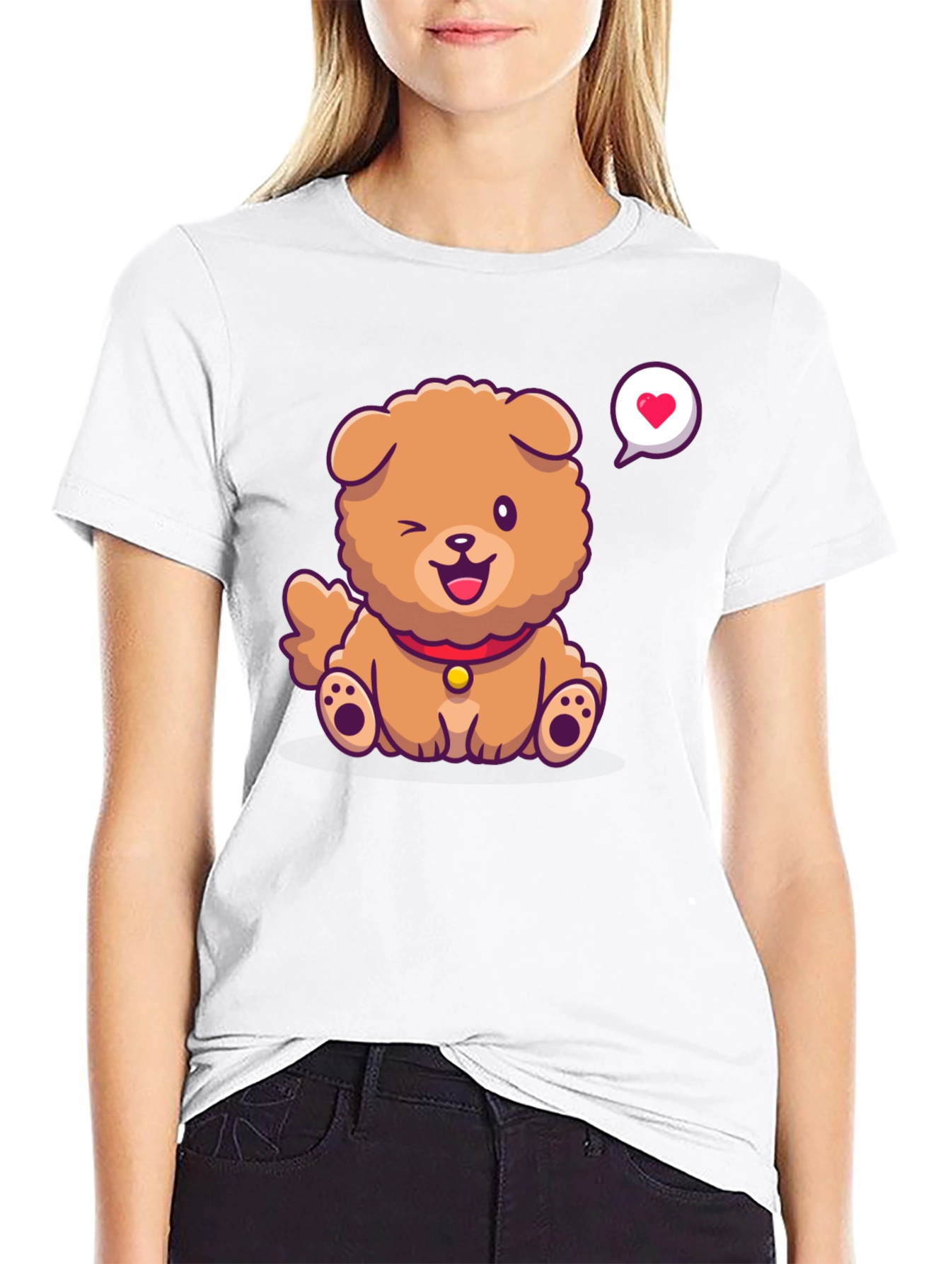 Cute Dog Graphic Print T-Shirt
