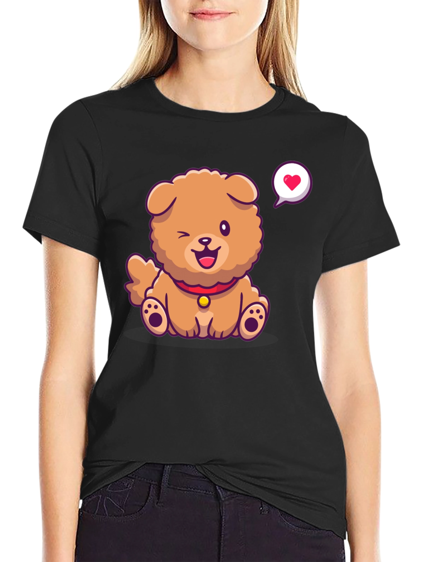 Cute Dog Graphic Print T-Shirt