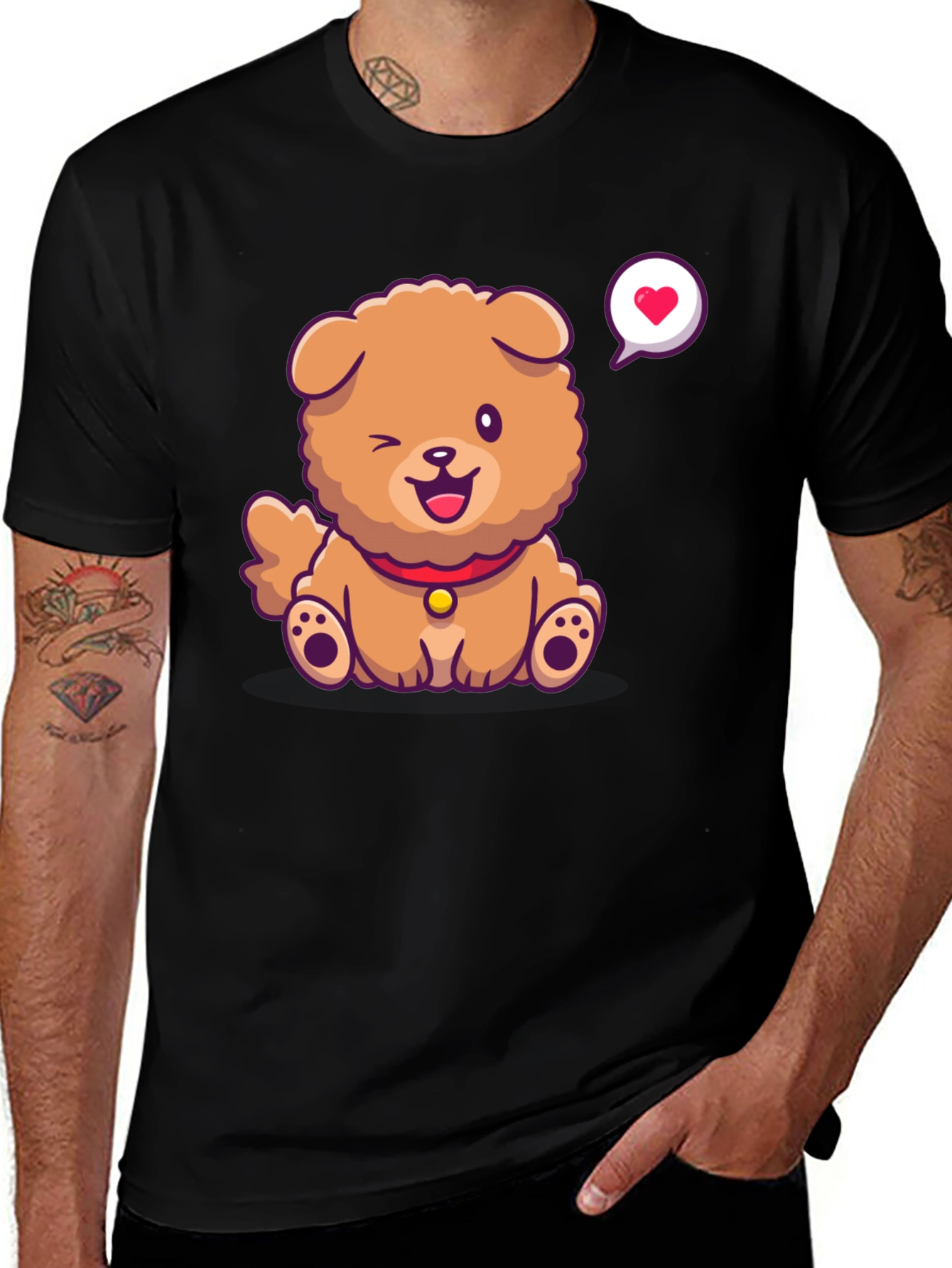 Cute Dog Graphic Print T-Shirt