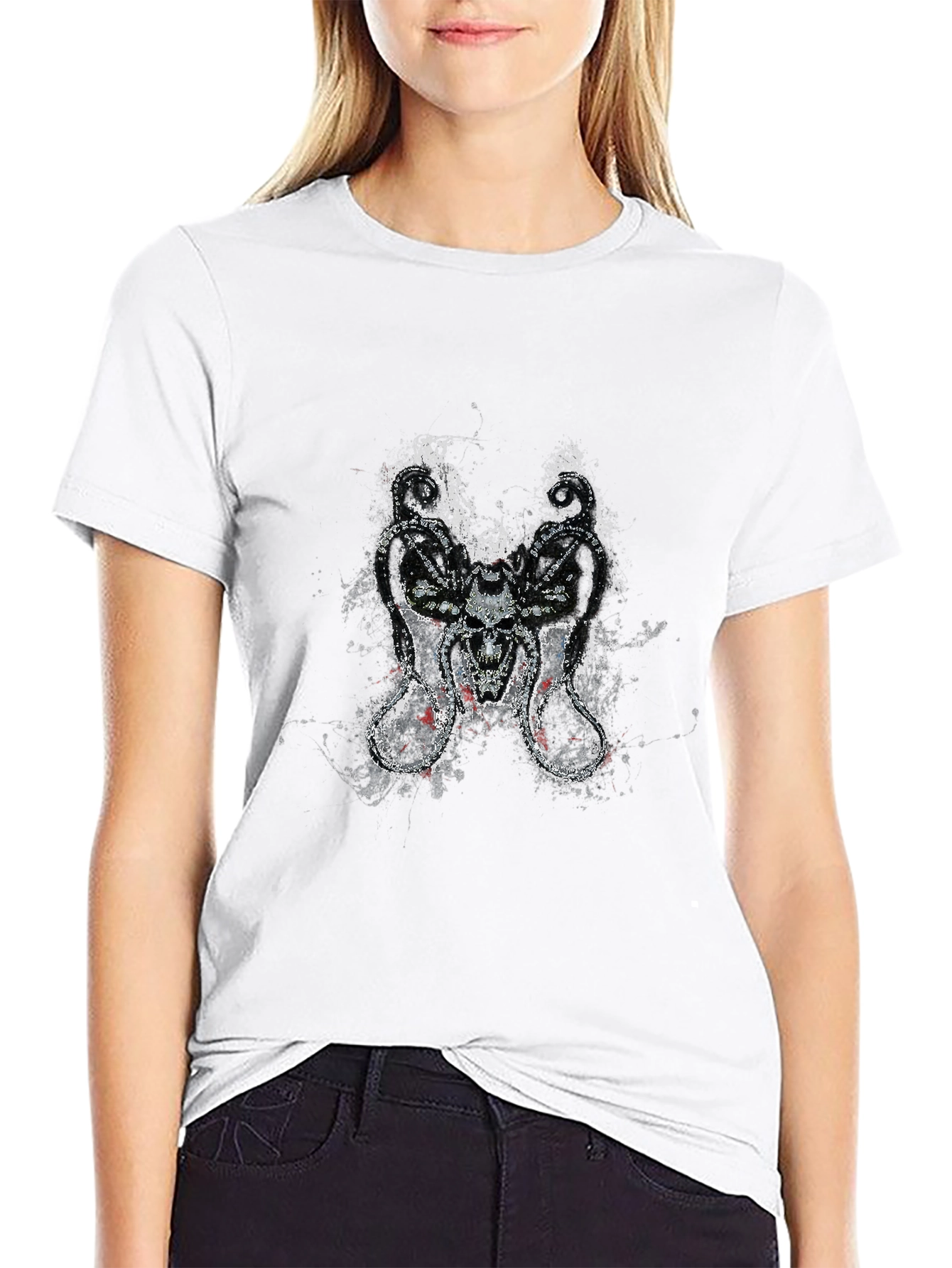 Skull Serpent Tee - Grunge Design Black T-Shirt