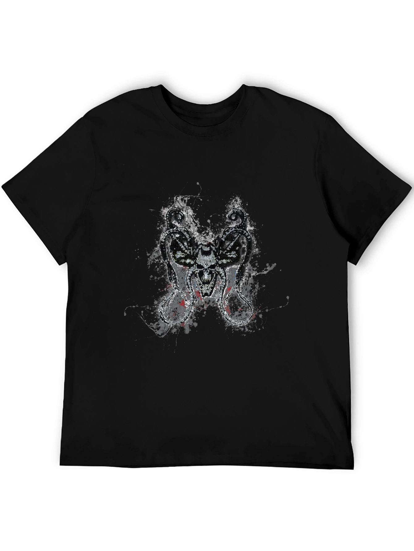 Skull Serpent Tee - Grunge Design Black T-Shirt