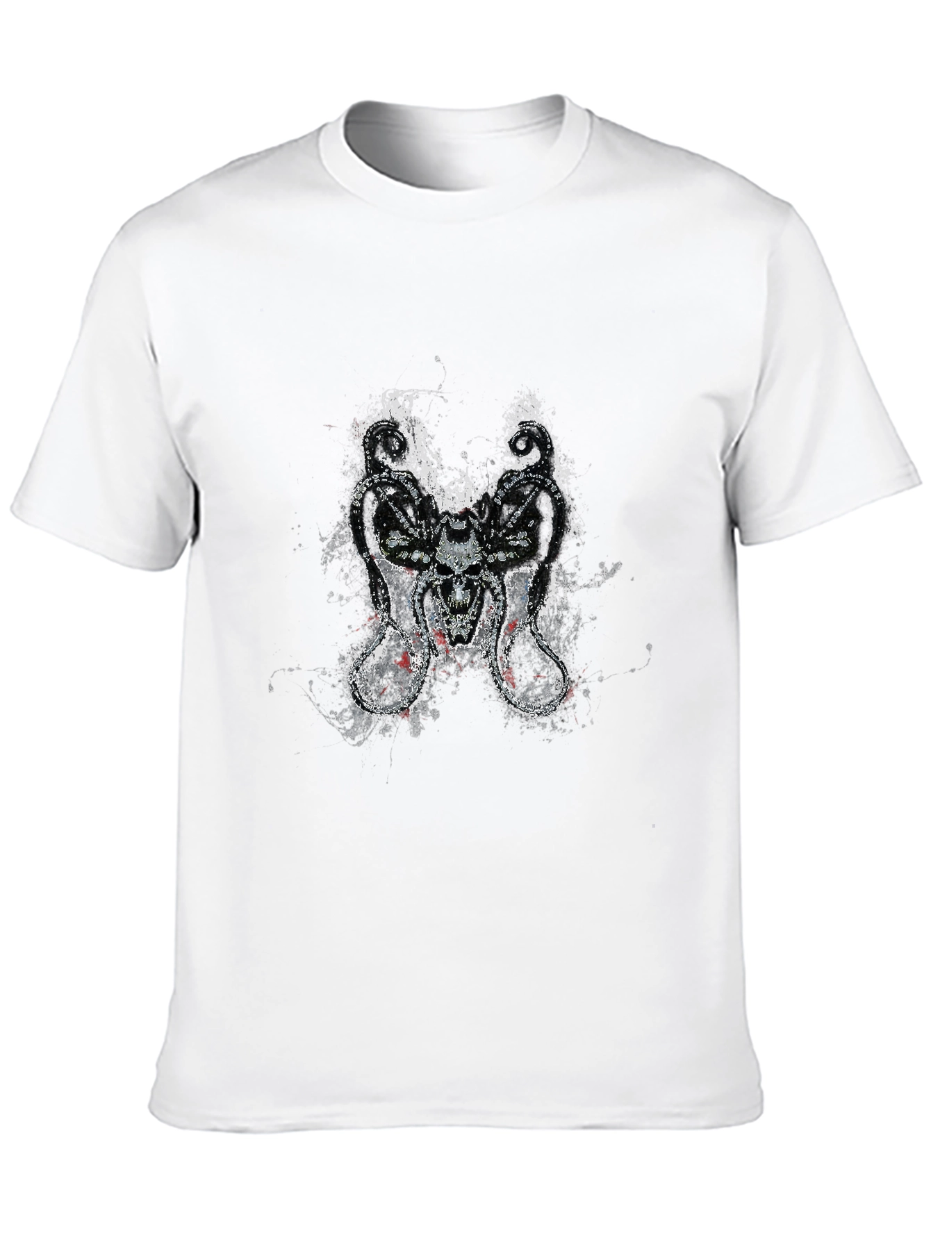 Skull Serpent Tee - Grunge Design Black T-Shirt