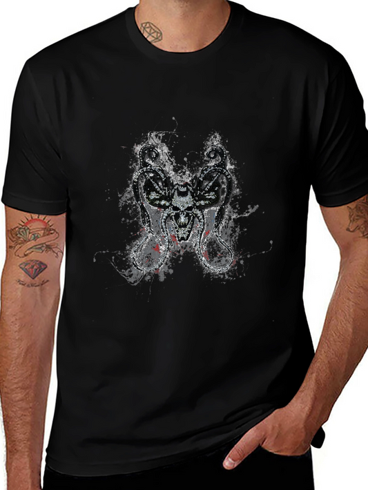 Skull Serpent Tee - Grunge Design Black T-Shirt