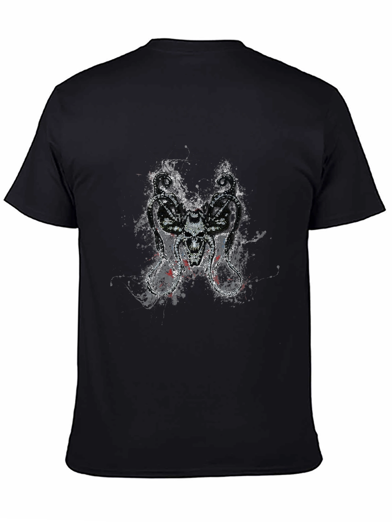 Skull Serpent Tee - Grunge Design Black T-Shirt