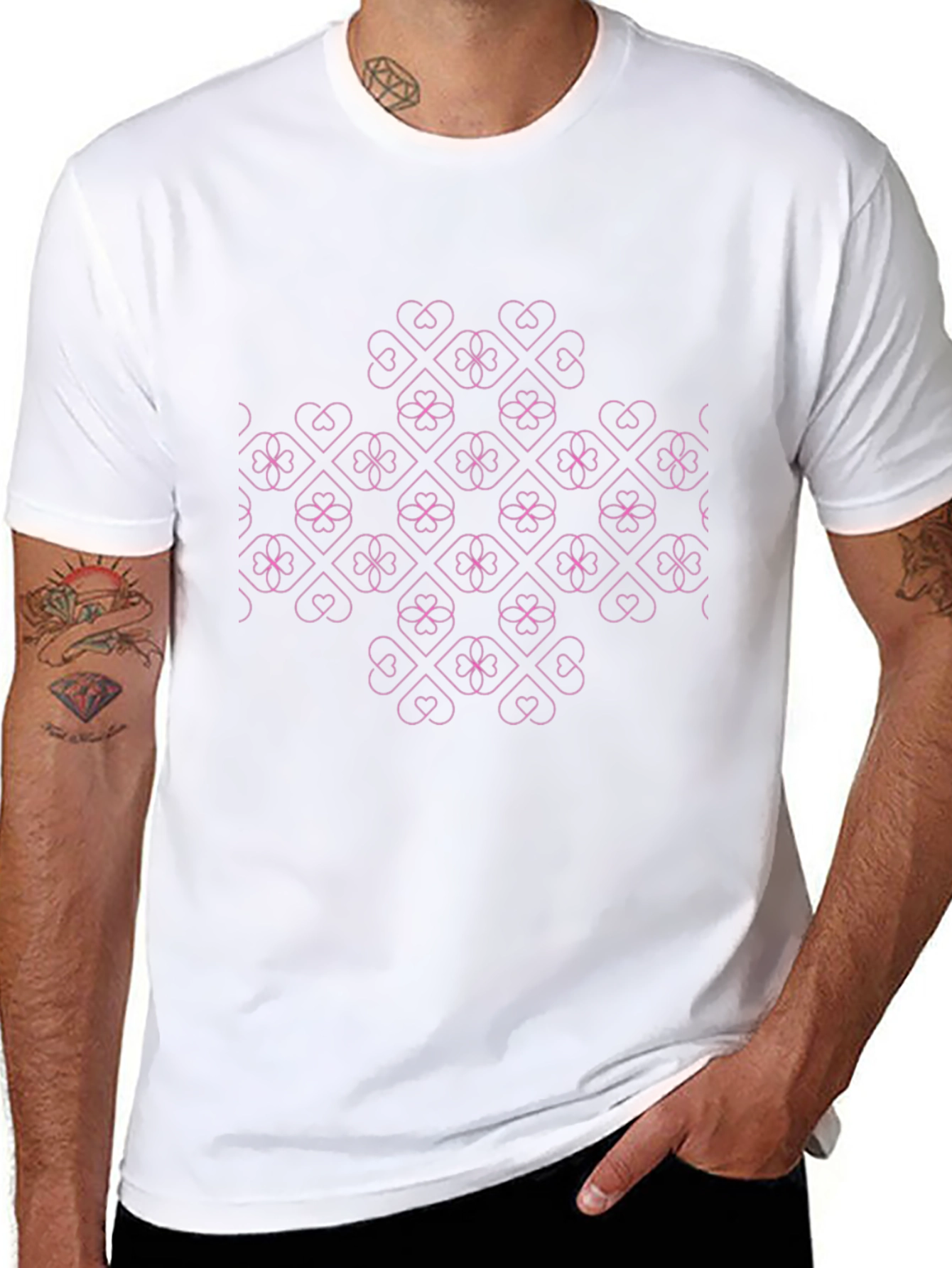 Heart Pattern Black T-Shirt