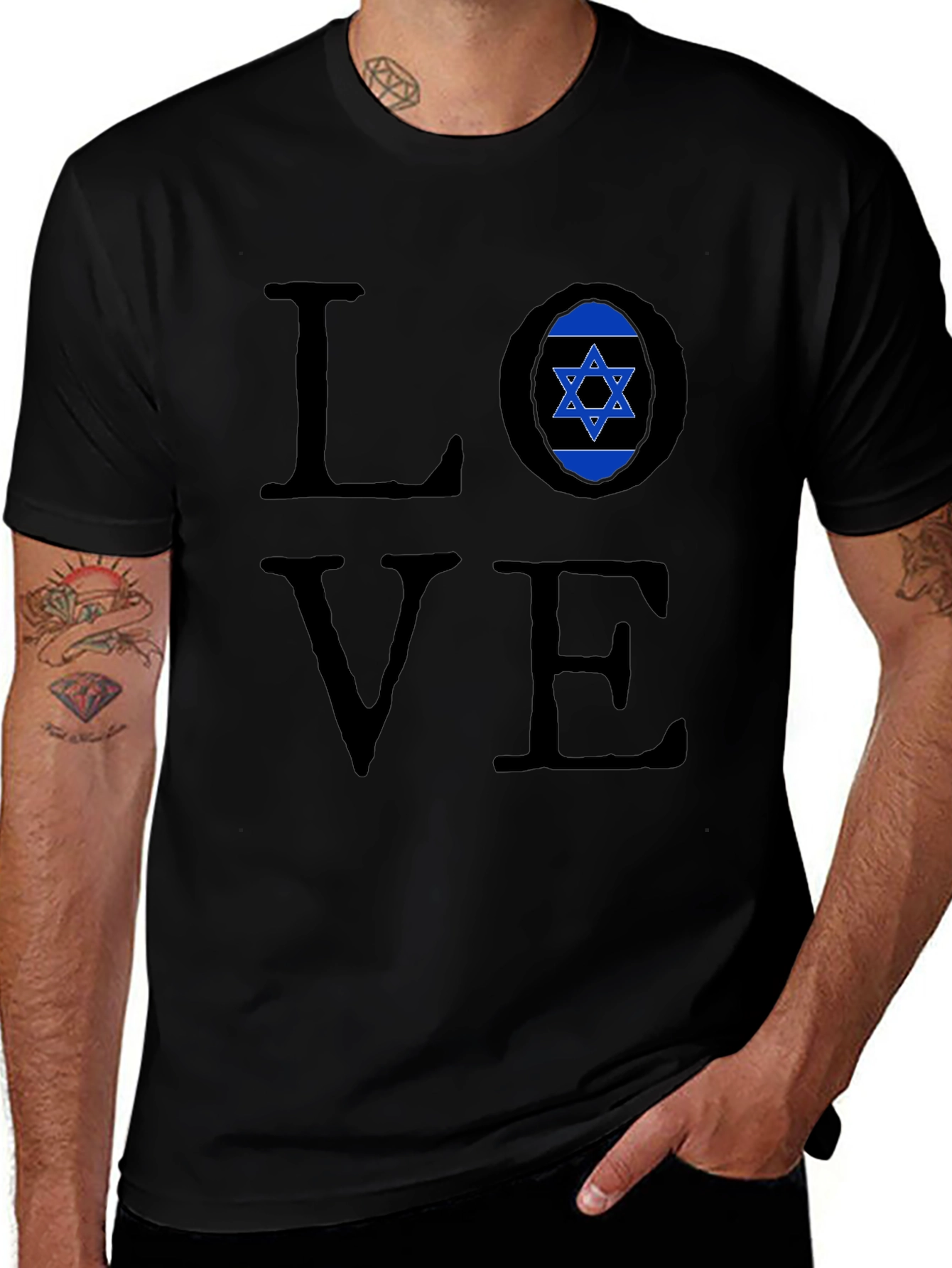 Love Israel Graphic Black T-Shirt