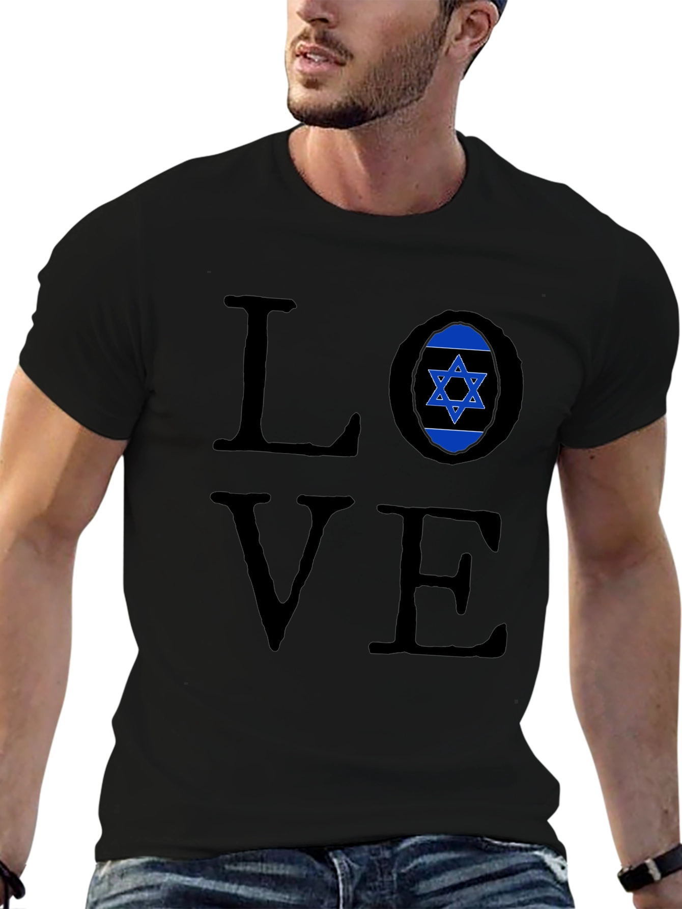 Love Israel Graphic Black T-Shirt