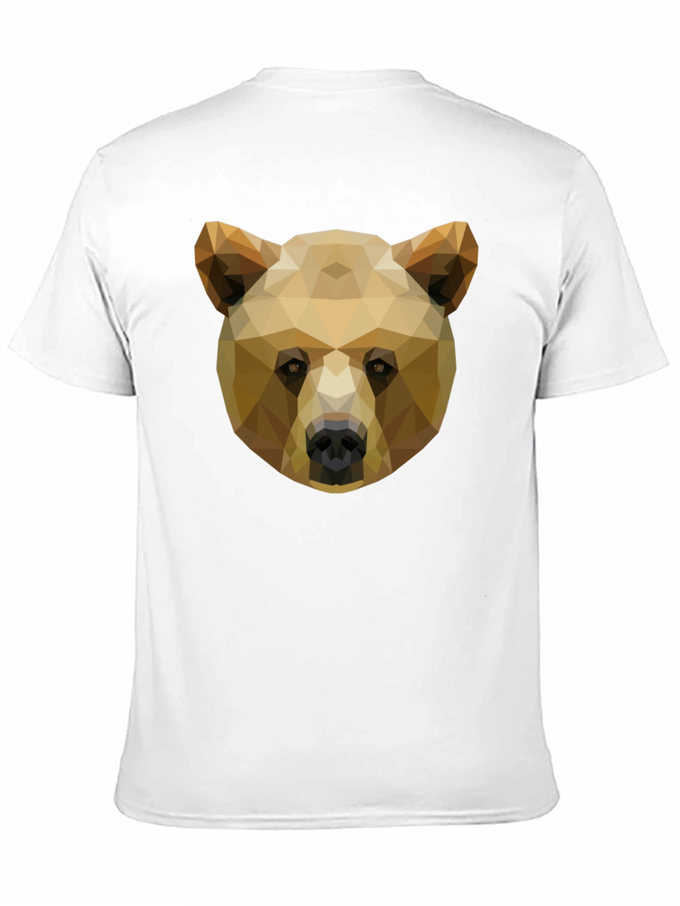 Geometric Bear Graphic Tee - Black Cotton Casual Shirt