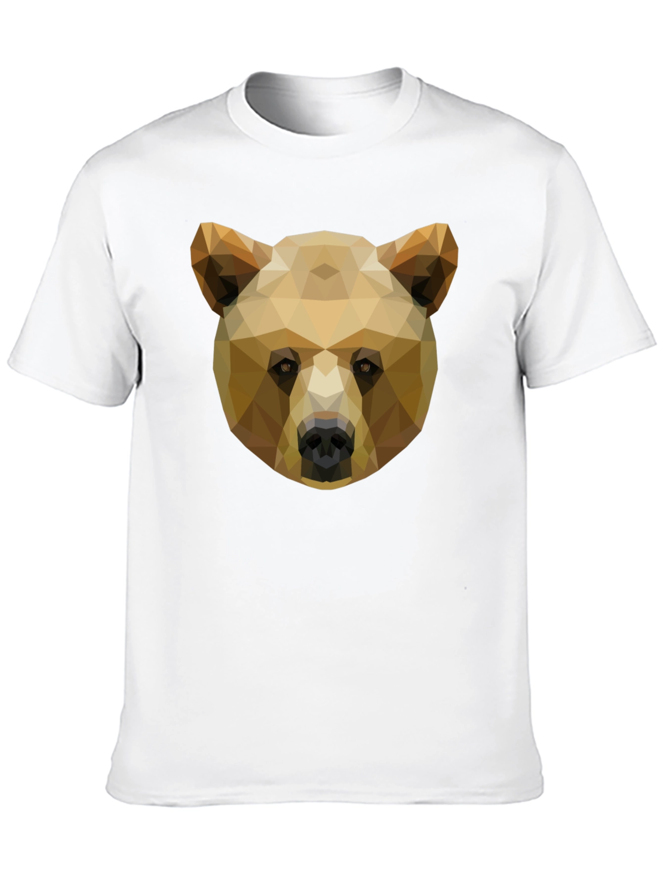 Geometric Bear Graphic Tee - Black Cotton Casual Shirt