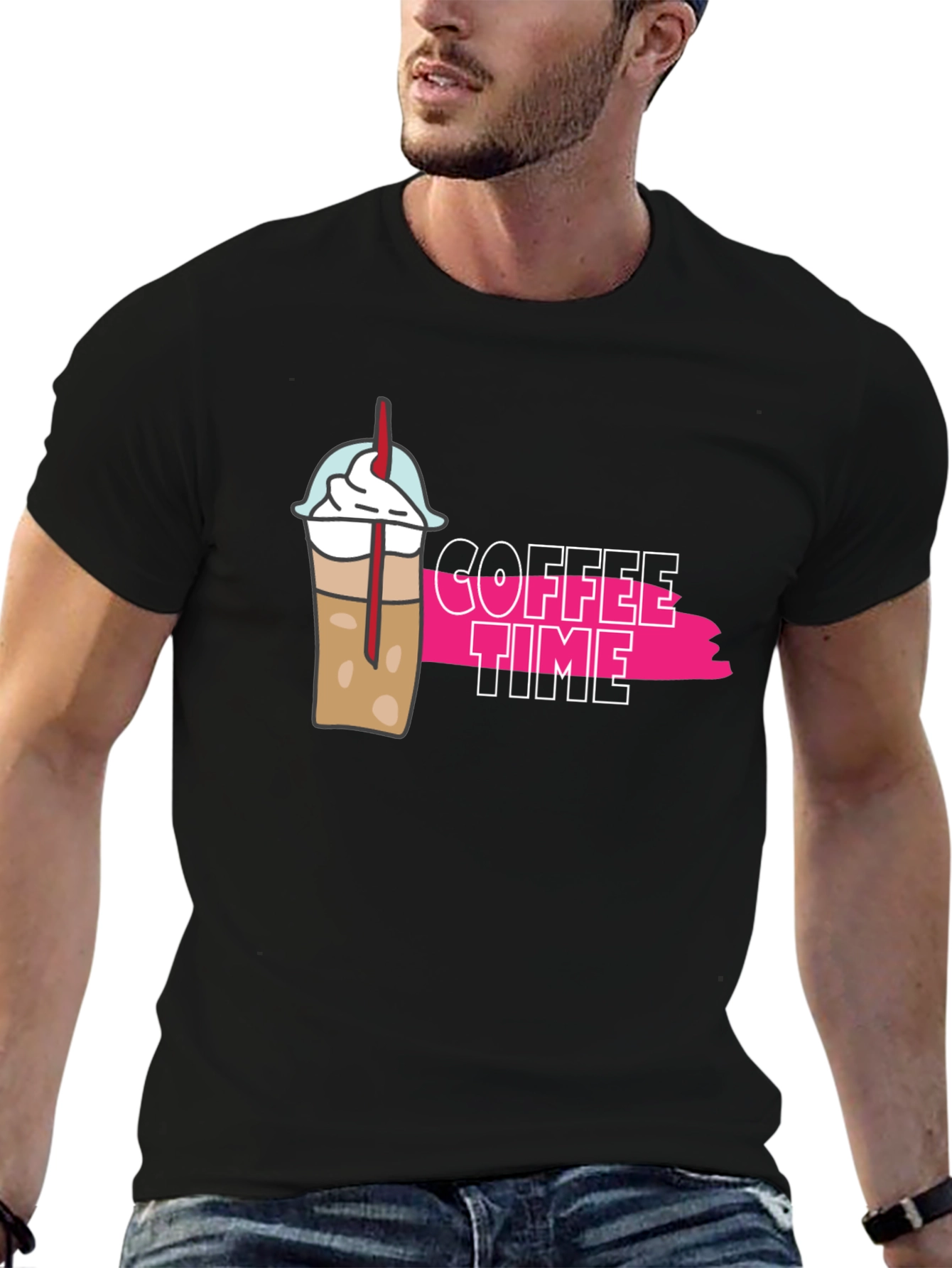 Coffee Time Graphic T-Shirt - Unisex Black Tee