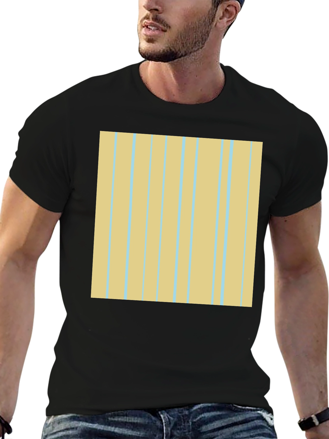 Striped Pattern Black Tee