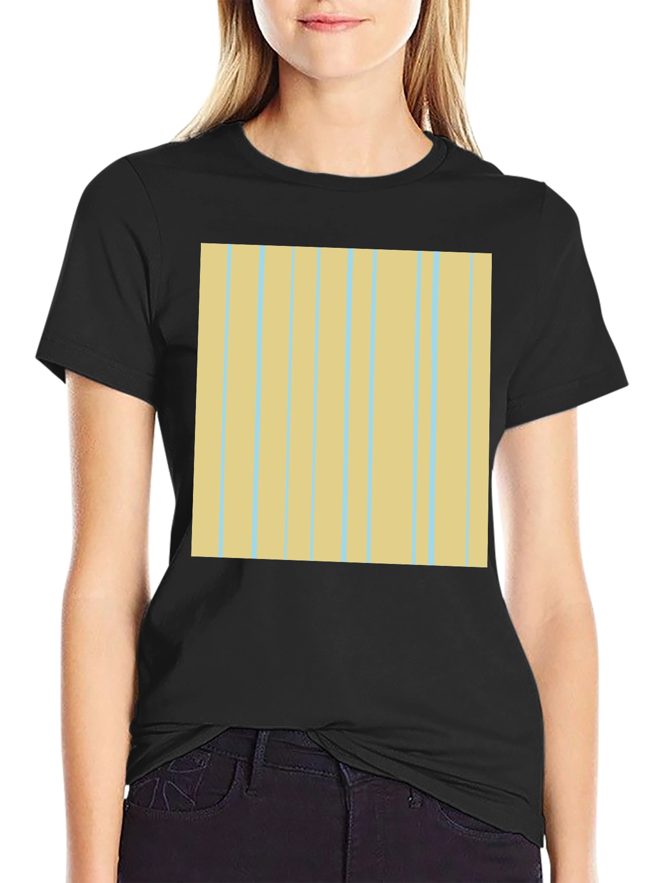 Striped Pattern Black Tee