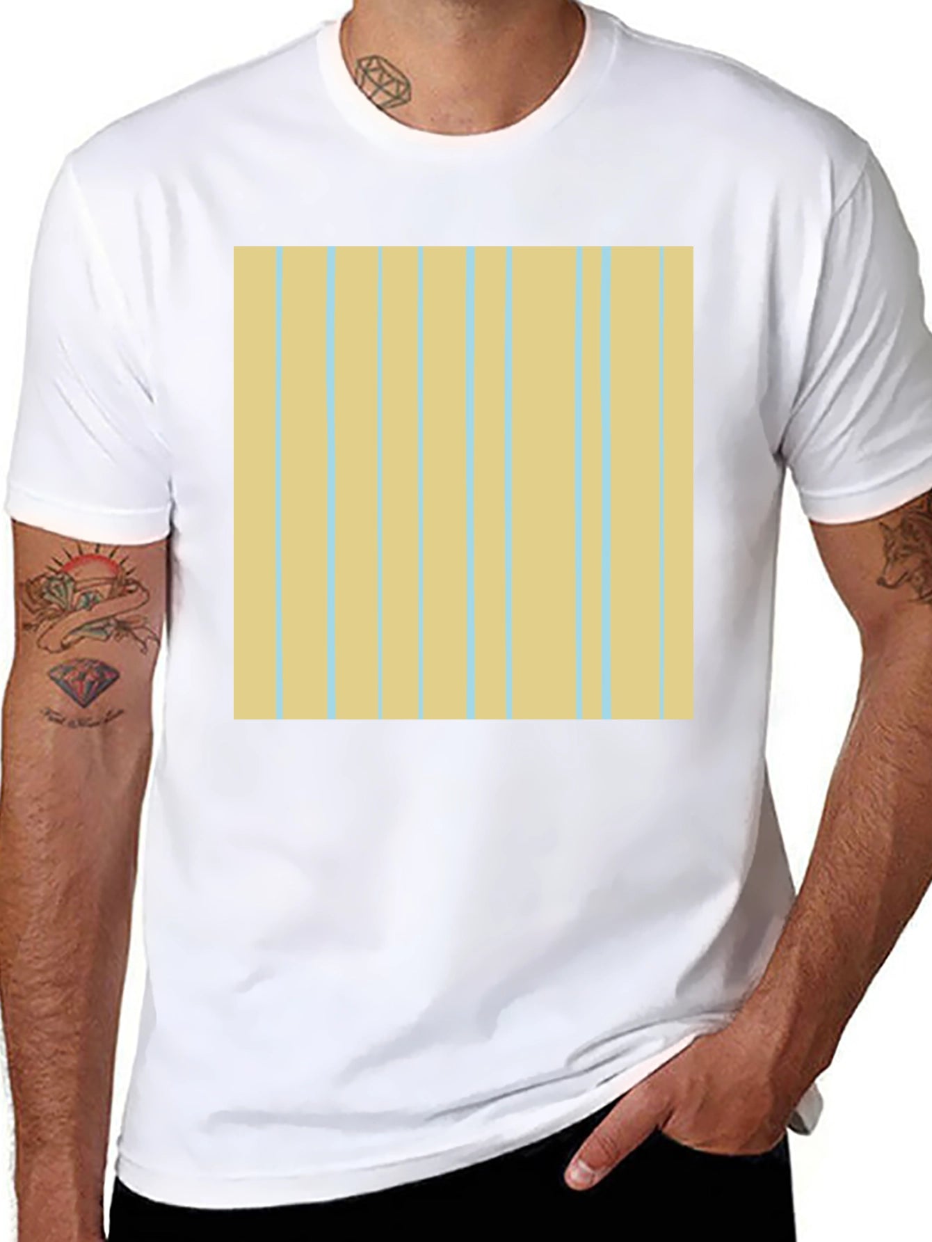 Striped Pattern Black Tee