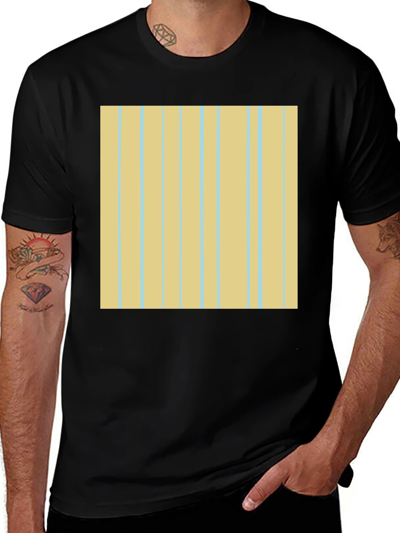 Striped Pattern Black Tee