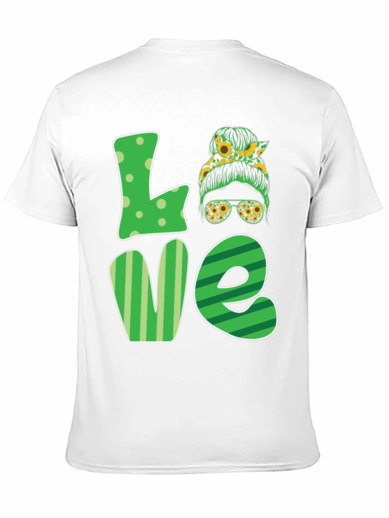 Love Sunflower Messy Bun Womens T-Shirt
