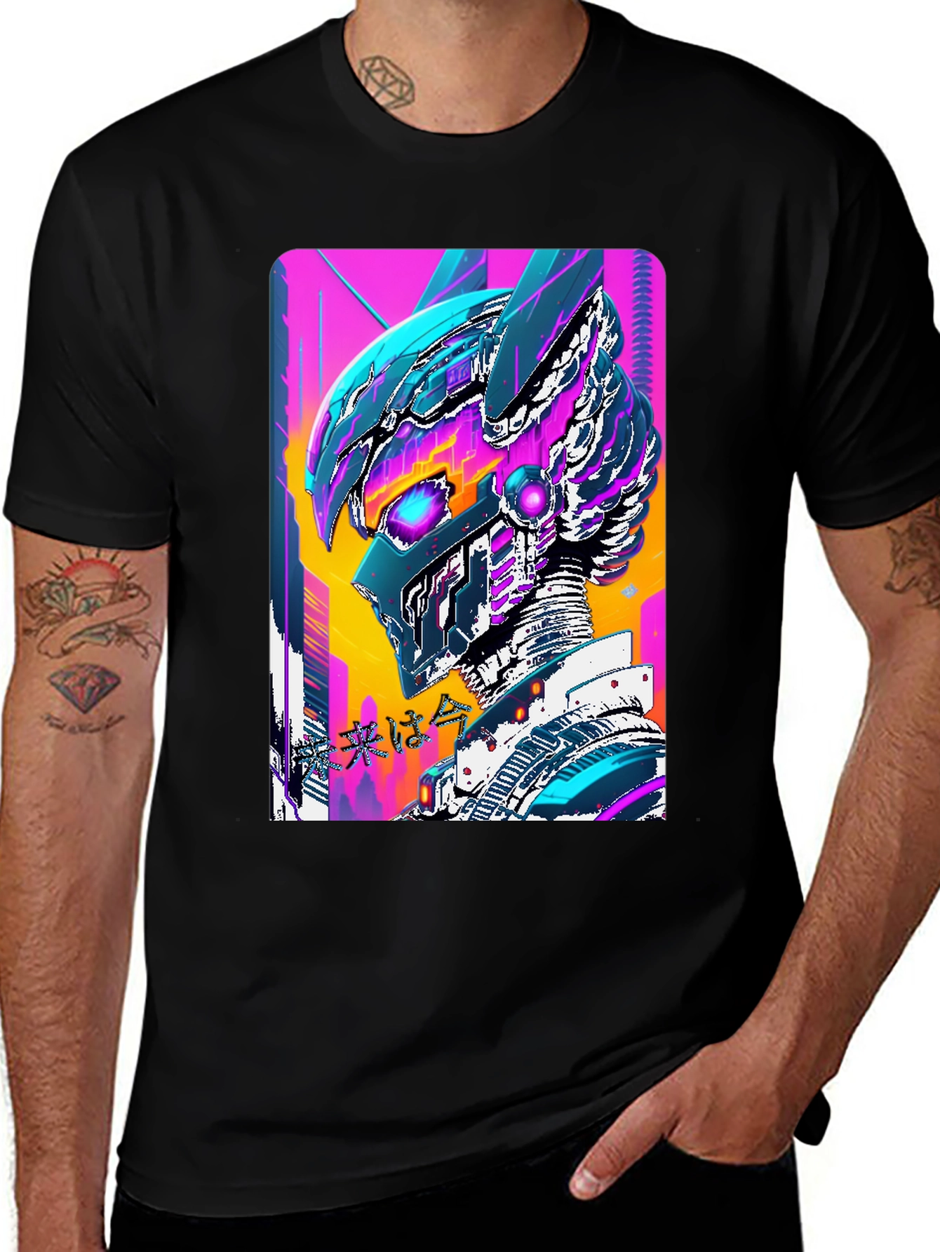 Cyberpunk Robot T-Shirt - Black