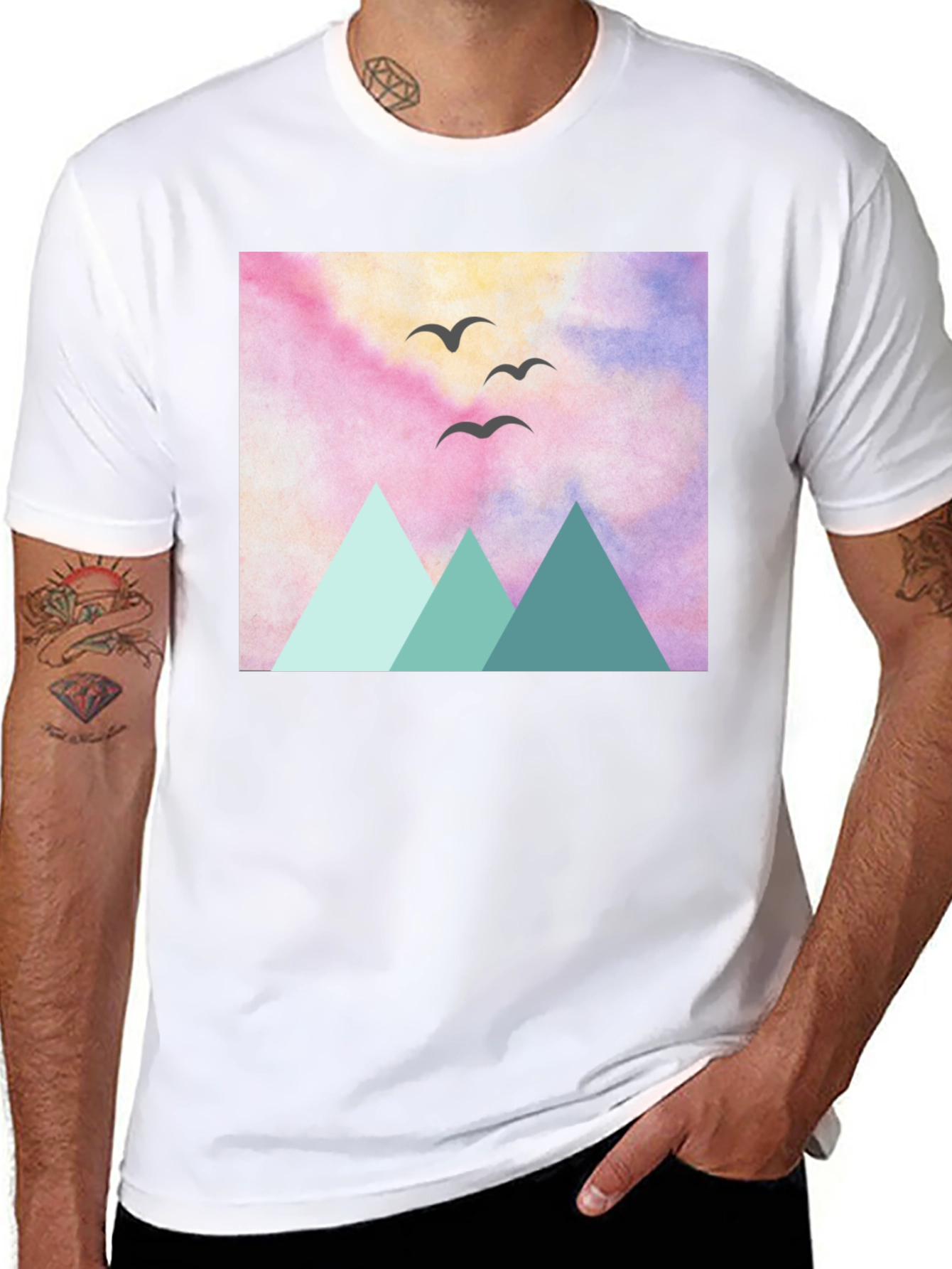 Mountain Birds Graphic Tee - Nature Inspired Design