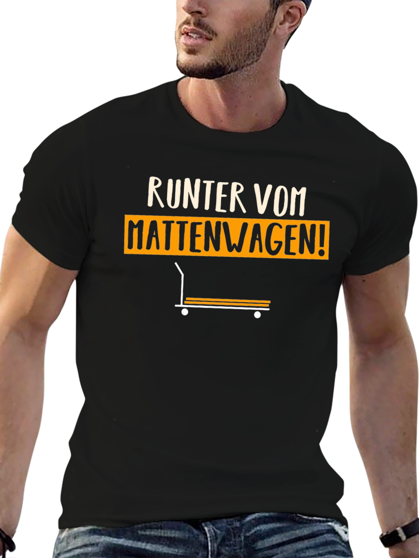 Runter Vom Mattenwagen! Black Graphic Tee
