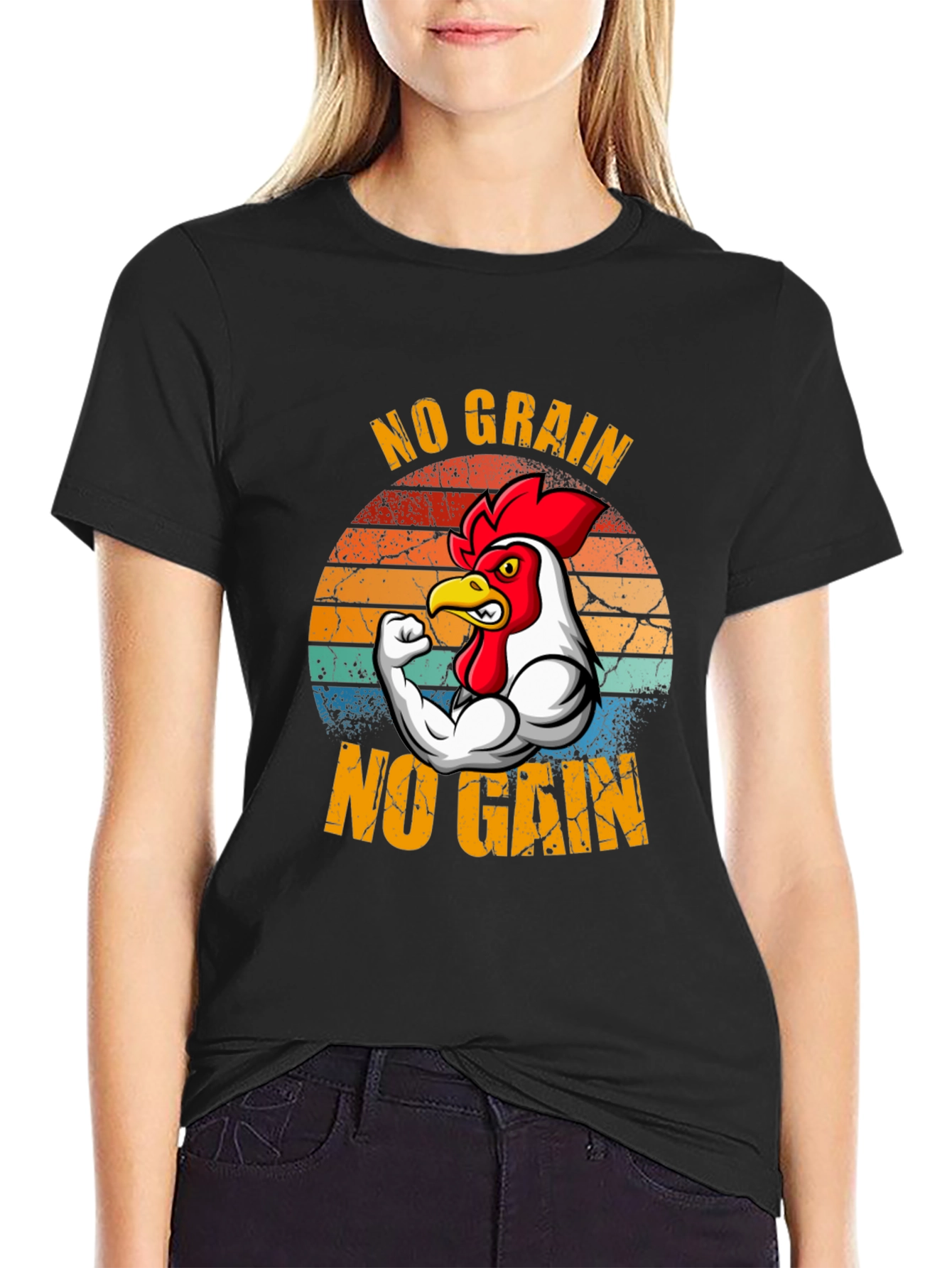 No Grain No Gain T-Shirt - Chicken Gym Design