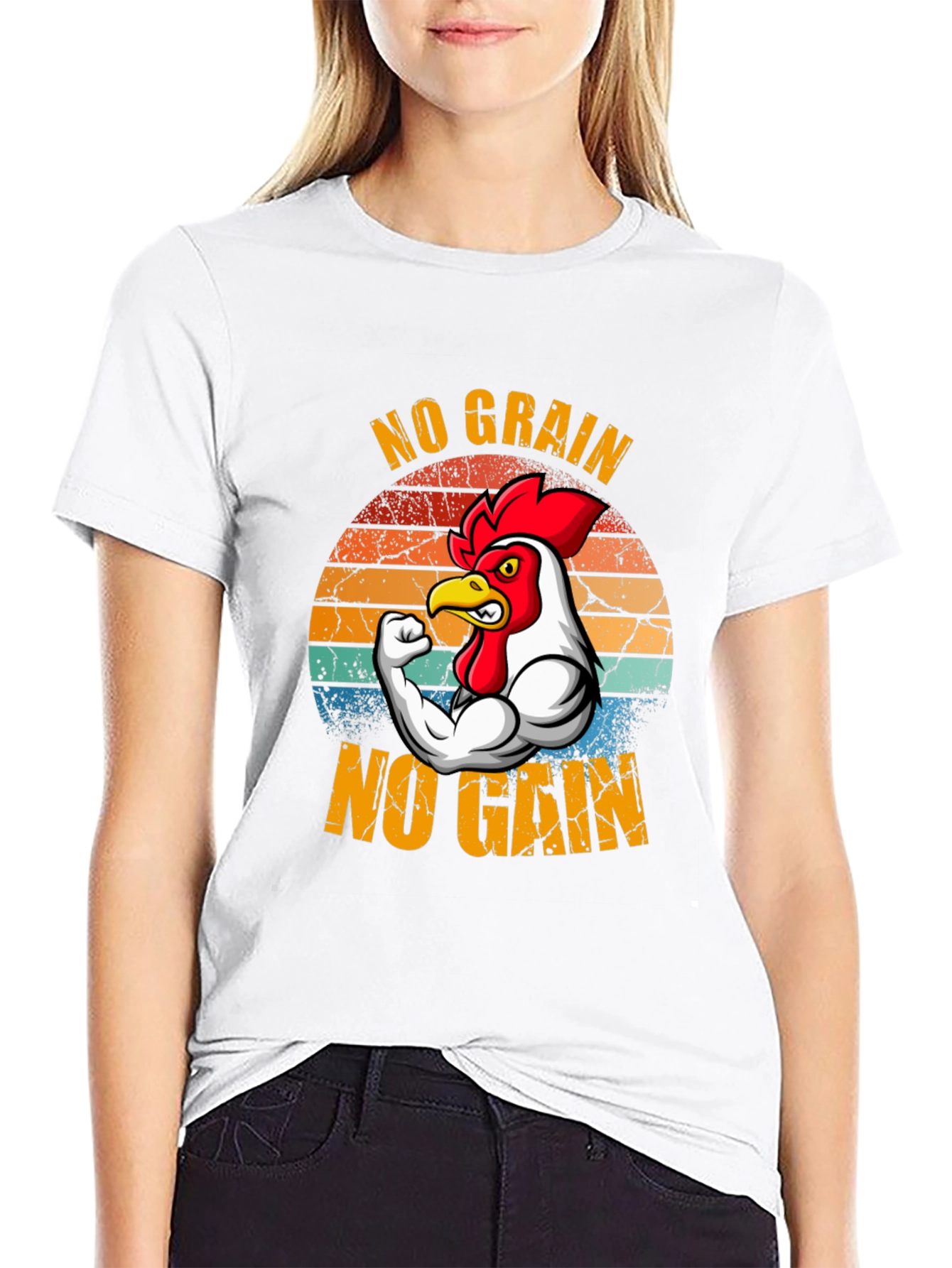 No Grain No Gain T-Shirt - Chicken Gym Design
