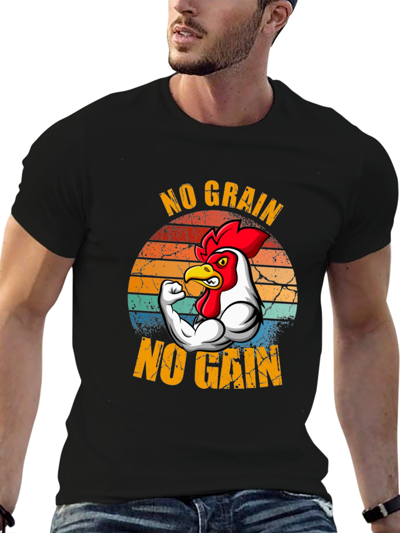 No Grain No Gain T-Shirt - Chicken Gym Design